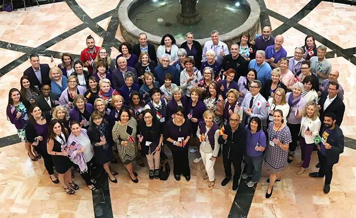 A meeting of 74 members of the World Pancreatic Cancer Coalition, representing 31 countries.