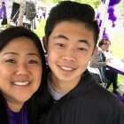Teenager and his mother take a selfie at PurpleStride LA walk to end pancreatic cancer