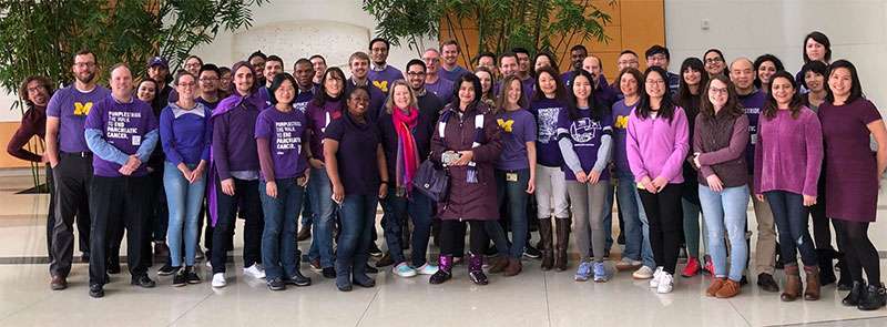 Pancreatic cancer researchers wear purple for World Pancreatic Cancer Day