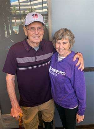 Pancreatic cancer survivor Carl Brunson and wife, fundraisers for PanCAN PurpleStride walk