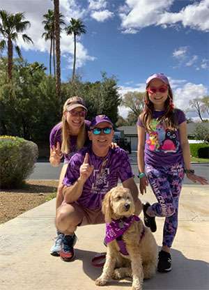 Pancreatic cancer fundraisers and their puppy walking safely in Las Vegas during COVID-19