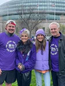 Vicky Waterman and family at PanCAN PurpleStride Chicago on April 30, 2022