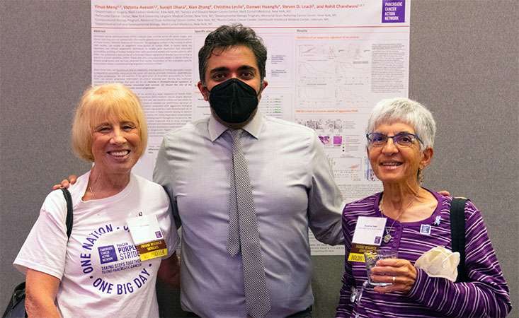 Kay Kays with Rohit Chandwani and Suzanne Yoder at PanCAN’s 2022 Scientific Summit