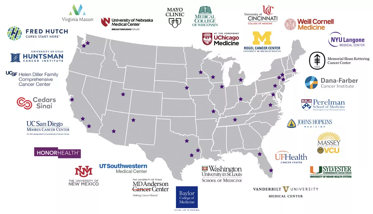Map of Precision Promise Clinical Trial Consortium Sites